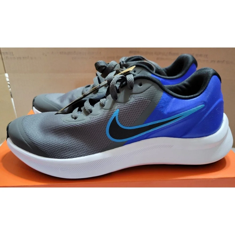 5Y Nike Star Runner 3 (GS) Iron Grey/Black-Blue Lightning DA2776-012 NEW in Box